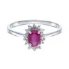 9ct White Gold Oval Cut 0.50ct Ruby and 0.55ct Diamond Cluster Ring