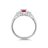 9ct White Gold 0.70ct Emerald Cut Ruby & 0.16ct Diamond Cluster Ring