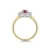 9ct Yellow Gold 0.66ct Oval Cut Ruby and Diamond Illusion Set Cluster Solitaire Ring