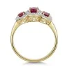 9ct Yellow Gold 0.39ct Oval Ruby & Diamond Halo 3 Stone Ring