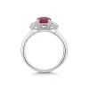 Platinum Round Brilliant 1.28ct Ruby with Diamond 3 Stone Ring 