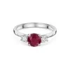 Platinum Round Brilliant 1.28ct Ruby with Diamond 3 Stone Ring 