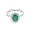 18ct White Gold Oval Cut Emerald and Brilliant Cut Diamond 1.65ct Cluster Ring