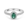 18ct White Gold Oval Cut 0.35ct Emerald and 0.49ct Diamond Halo Ring