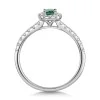 18ct White Gold Oval Cut 0.35ct Emerald and 0.49ct Diamond Halo Ring