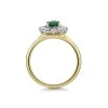 18ct Yellow Gold Oval Cut 1.14ct Emerald and Diamond Halo Cluster Ring