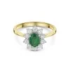 18ct Yellow Gold Oval Cut 1.14ct Emerald and Diamond Halo Cluster Ring