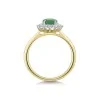 18ct Yellow Gold 1.30ct Oval Cut Emerald Ring with 0.36ct Diamond Halo