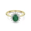 18ct Yellow Gold 1.30ct Oval Cut Emerald Ring with 0.36ct Diamond Halo
