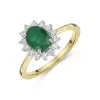 18ct Yellow Gold 1.30ct Oval Cut Emerald Ring with 0.36ct Diamond Halo