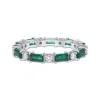 9ct White Gold Mix Cut 1.28ct Emerald and Diamond Eternity Ring