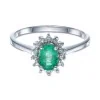 9ct White Gold 0.50ct Oval Emerald and 0.55ct Diamond Cluster Ring