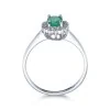 9ct White Gold 0.50ct Oval Emerald and 0.55ct Diamond Cluster Ring