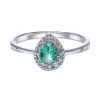 9ct White Gold 0.40ct Pear Emerald and 0.38ct Diamond Cluster