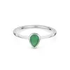 9ct White Gold 0.40ct Pear Cut Rub Over Emerald Ring