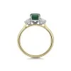 18ct Yellow Gold Emerald Cut 1.75ct Emerald and Round Brilliant Diamond 3 Stone Ring