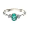 9ct Yellow Gold 0.50ct Oval Cut Emerald and 0.55ct Diamond Three Stone Ring