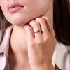 9ct Yellow Gold Diamond and 0.04ct Emerald Bezel Set Ring