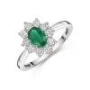 Platinum Oval Cut 1.26ct Emerald and Diamond Halo Cluster Ring