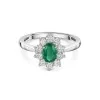 Platinum Oval Cut 1.26ct Emerald and Diamond Halo Cluster Ring