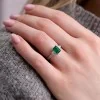 Platinum Octagonal Cut 1.60ct Emerald Three Stone Cluster Ring