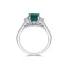 Platinum Octagonal Cut 1.60ct Emerald Three Stone Cluster Ring