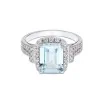 18ct White Gold Brilliant Cut Diamond And Baguette Cut Aquamarine 0.34ct And 2.50ct Cluster Ring