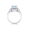 18ct White Gold Brilliant Cut Diamond And Baguette Cut Aquamarine 0.34ct And 2.50ct Cluster Ring