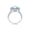 18ct White Gold Cushion Cut 4.23ct Aquamarine and 1.14ct Diamond Halo Ring
