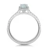 9ct White Gold 0.75ct Emerald Aquamarine & Diamond Halo Ring