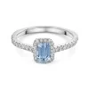 9ct White Gold 0.75ct Emerald Aquamarine & Diamond Halo Ring