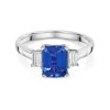 18ct White Gold 1.98ct Octagonal Tanzanite & Diamond 3 Stone Ring