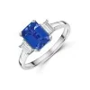 18ct White Gold 1.98ct Octagonal Tanzanite & Diamond 3 Stone Ring