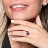 9ct White Gold Oval Cut Amethyst and Emerald Cut Diamond 2.13 Three Stone Ring