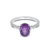 9ct White Gold Oval Cut Amethyst and Emerald Cut Diamond 2.13 Three Stone Ring