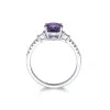 9ct White Gold Oval Cut Amethyst and Emerald Cut Diamond 2.13 Three Stone Ring