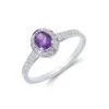 9ct White Gold Oval Cut Amethyst 0.53ct Diamond Halo Ring
