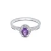 9ct White Gold Oval Cut Amethyst 0.53ct Diamond Halo Ring