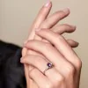 9ct White Gold 0.75ct Amethyst and 0.10ct Diamond Ring