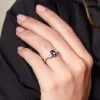 9ct White Gold 0.75ct Amethyst and 0.10ct Diamond Ring