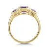 9ct Yellow Gold Octagonal Amethyst Bezel Set 3 Stone 1.25ct Ring