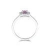 18ct White Gold Emerald Cut Pink Sapphire 0.92ct Diamond Halo Ring