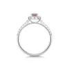 18ct White Gold Oval Cut 0.50ct Pink Sapphire Halo with Diamond Shoulders