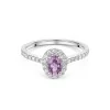 18ct White Gold Oval Cut 0.50ct Pink Sapphire Halo with Diamond Shoulders