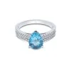 9ct White Gold Pear Cut Topaz and Brilliant Cut Diamond 2.20ct Solitaire Ring
