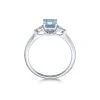 9ct White Gold 0.12ct Diamond and 1.00ct Blue Topaz Ring