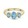 9ct Yellow Gold 1.15ct Oval Blue Topaz Bezel Set 3 Stone Ring