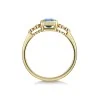9ct Yellow Gold Emerald Cut 0.90ct Blue Topaz Rub Over Ring With Diamond Shoulders