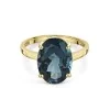 9ct Yellow Gold Oval Cut 6.90ct London Blue Topaz Solitaire Ring