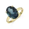 9ct Yellow Gold Oval Cut 6.90ct London Blue Topaz Solitaire Ring